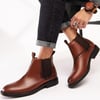 Arkbird Chelsea Ankle Boots for Men Genuine Leather Oxford Casual and Formal Dress BootBrown113