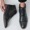 Mens Fashion Oxford Dress Boots Leather Chukka Ankle Boot Business Work Daily Shoes for MenBlack Grey889