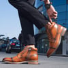 Mens Fashion Oxford Dress Boots Leather Chukka Ankle Boot Business Work Daily Shoes for MenBrown889