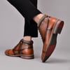 Mens Fashion Oxford Dress Boots Leather Chukka Ankle Boot Business Work Daily Shoes for MenBrownp889