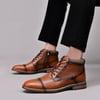 Mens Fashion Oxford Dress Boots Leather Chukka Ankle Boot Business Work Daily Shoes for MenBrownp889