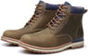 Mens Oil Full Grain Leather Boots Lightweight amp NonSlip Mid Ankle Boot for Outdoor Allmatch Fashion StyleKhaki