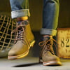 Mens Oil Full Grain Leather Boots Lightweight amp NonSlip Mid Ankle Boot for Outdoor Allmatch Fashion StyleKhaki