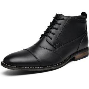 Mens Fashion Oxford Dress Boots Leather Chukka Ankle Boot Business Work Daily Shoes for MenBlack218