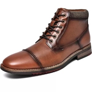 Mens Fashion Oxford Dress Boots Leather Chukka Ankle Boot Business Work Daily Shoes for MenBrownp889