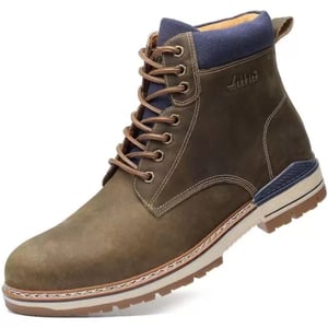 Mens Oil Full Grain Leather Boots Lightweight amp NonSlip Mid Ankle Boot for Outdoor Allmatch Fashion StyleKhaki