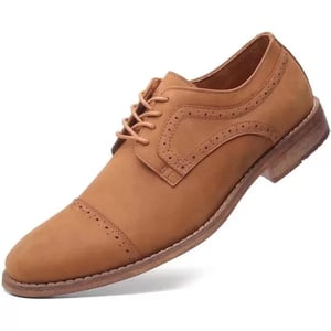 Mens Oxford Casual LaceUp Dress ShoesDarkbrown533