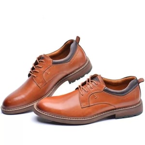 Mens Oxford Casual LaceUp Dress ShoesPlaintoe Brown