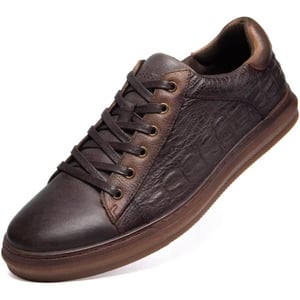 Fashion Sneakers Originals Casual Laceup Oxford Shoes for Men WhiteDark Brown Emboss105