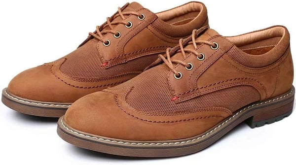 Mens Oxford Casual LaceUp Dress ShoesWingtipapricot