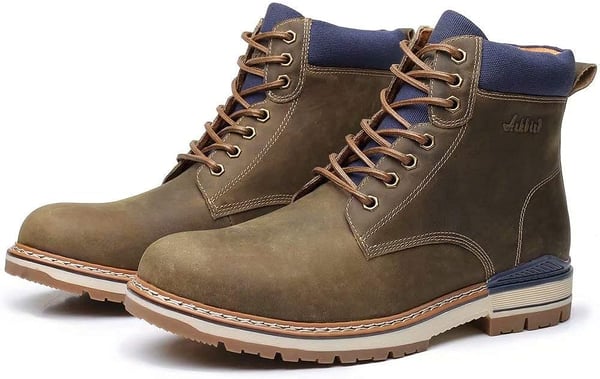 Mens Oil Full Grain Leather Boots Lightweight amp NonSlip Mid Ankle Boot for Outdoor Allmatch Fashion StyleKhaki