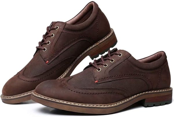 Mens Oxford Casual LaceUp Dress ShoesWingtipcoffee