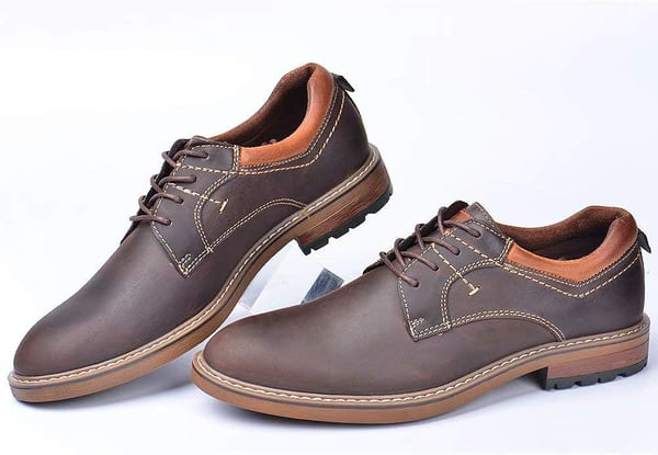 Mens Oxford Casual LaceUp Dress ShoesPlaintoe Coffee