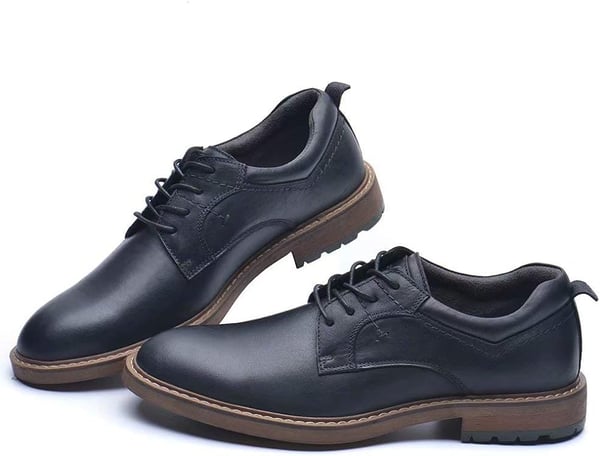 Mens Oxford Casual LaceUp Dress ShoesPlaintoe Black