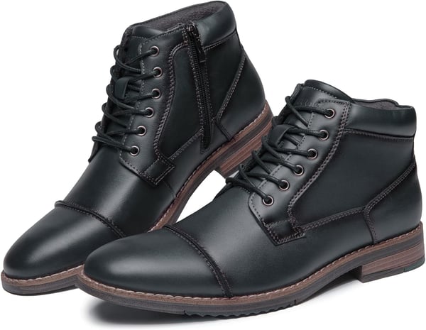 Mens Fashion Oxford Dress Boots Leather Chukka Ankle Boot Business Work Daily Shoes for MenBlack Grey889