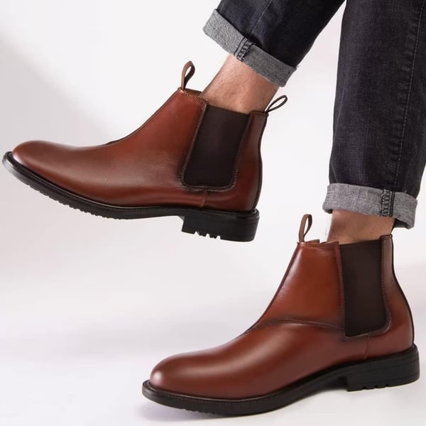 Arkbird Chelsea Ankle Boots for Men Genuine Leather Oxford Casual and Formal Dress BootBrown113