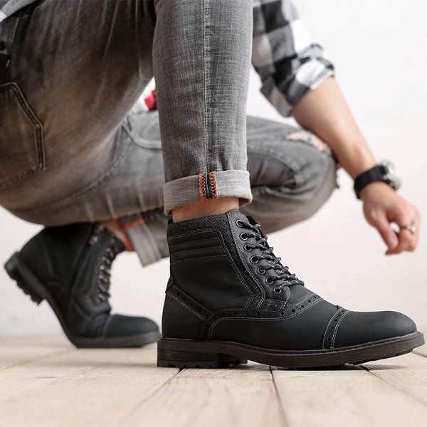 Arkbird Mens Chelsea Boots Stylish and Comfort Leather Chukka Ankle Boots with ZipperBlack806