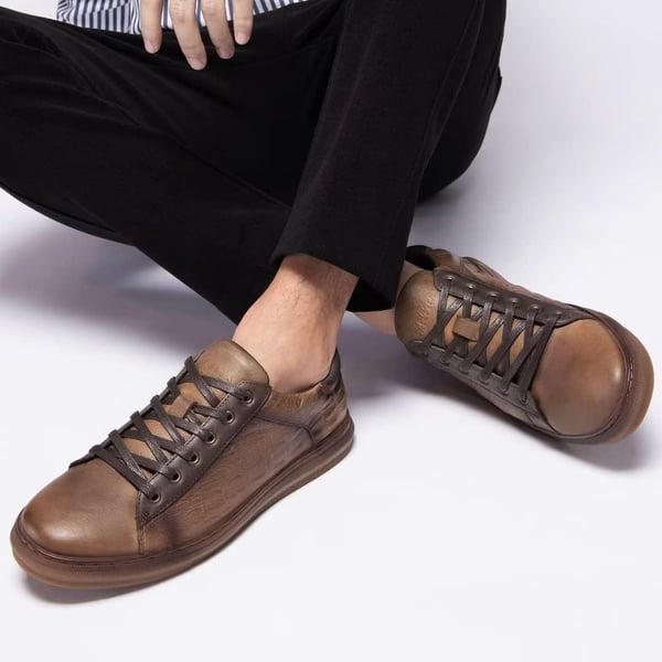 Fashion Sneakers Originals Casual Laceup Oxford Shoes for MenBrown Emboss105