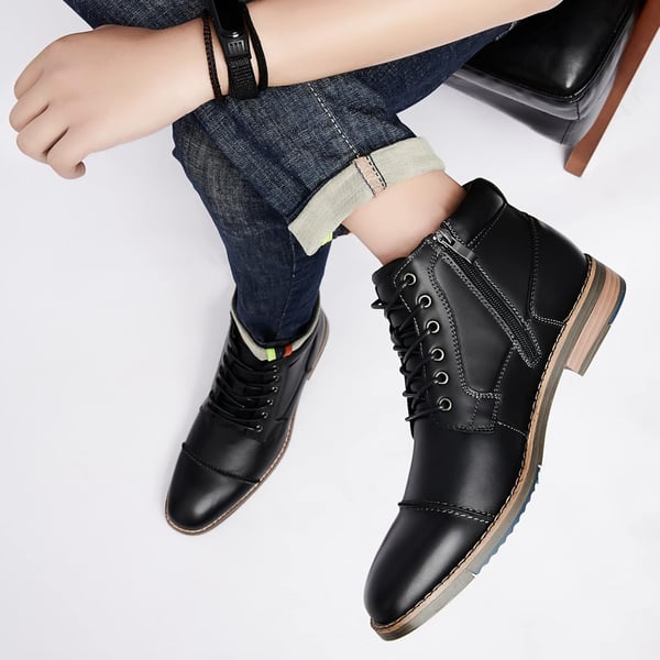 Mens Fashion Oxford Dress Boots Leather Chukka Ankle Boot Business Work Daily Shoes for MenBlack889