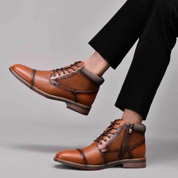 Mens Fashion Oxford Dress Boots Leather Chukka Ankle Boot Business Work Daily Shoes for MenBrownp889