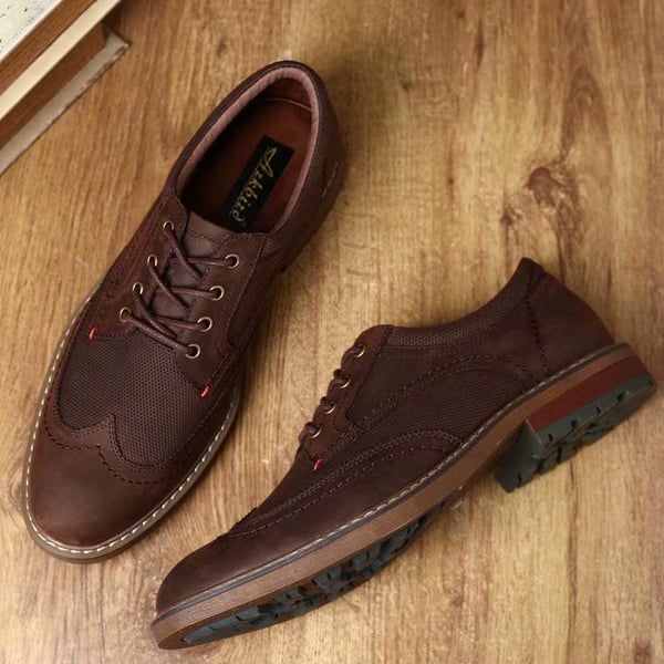 Mens Oxford Casual LaceUp Dress ShoesWingtipcoffee