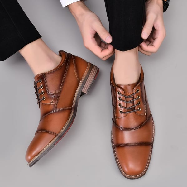 Mens Oxford Dress Shoes Classic Fashion Genuine Leather Business Work Shoe for MenBrown926