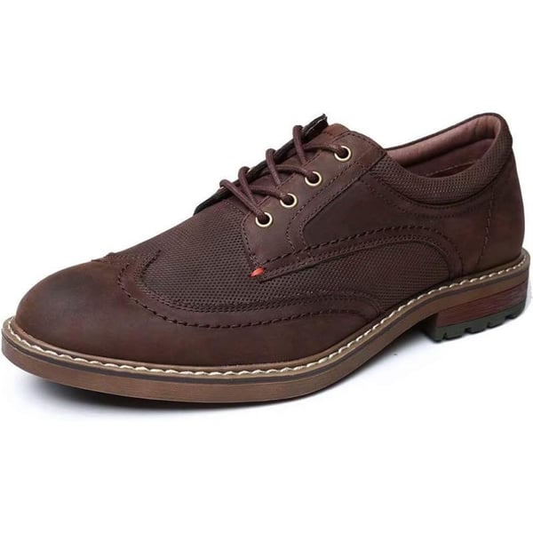 Mens Oxford Casual LaceUp Dress ShoesWingtipcoffee