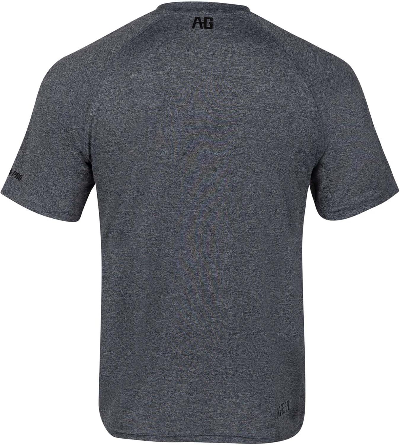 imageMens Performance Short Sleeve Shirt Mens Agricultural Workwear Breathable Shirt with UPF30 Sun Protection High Vis Yellow LargeCharcoal Heather