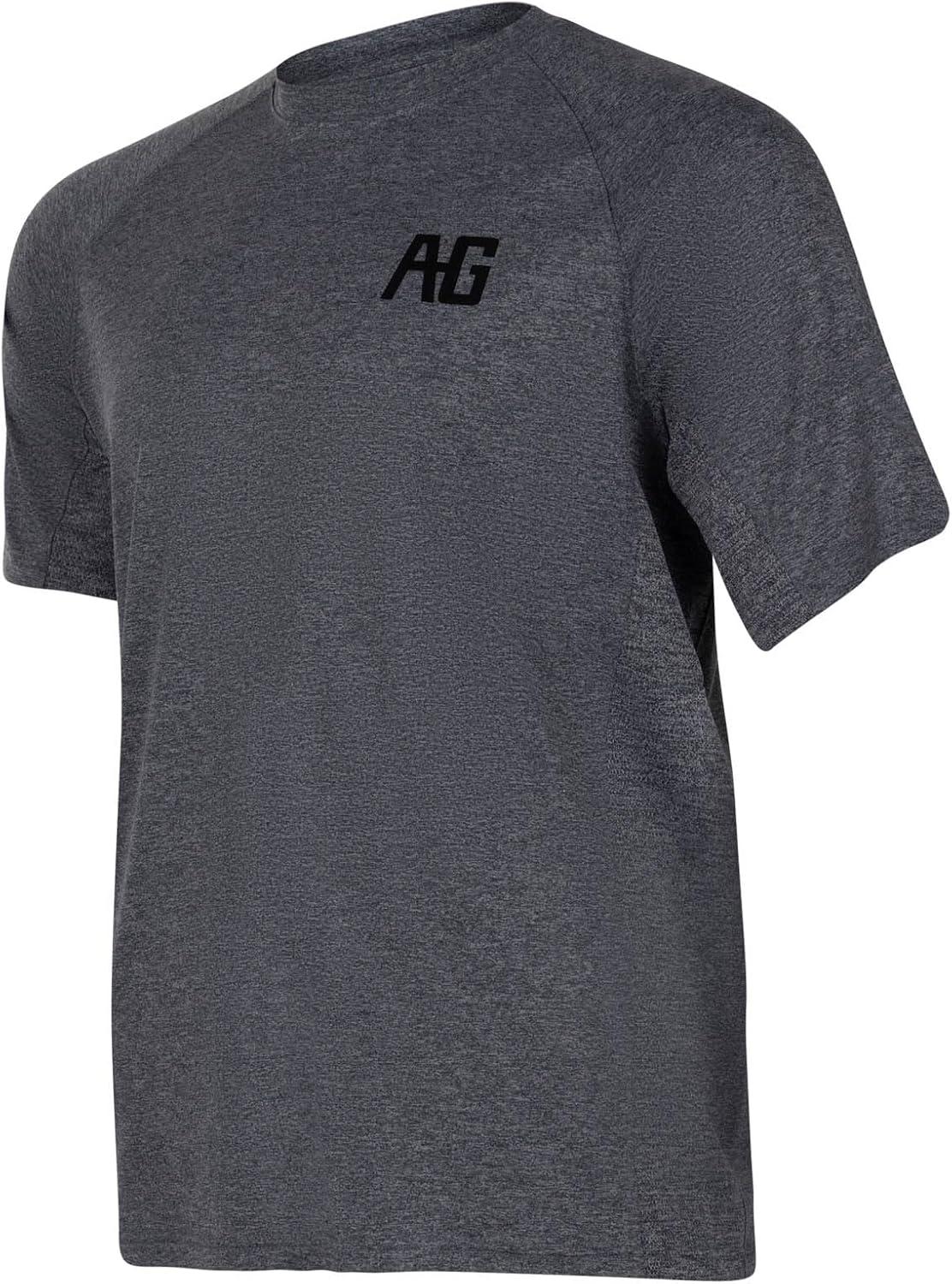 imageMens Performance Short Sleeve Shirt Mens Agricultural Workwear Breathable Shirt with UPF30 Sun Protection High Vis Yellow LargeCharcoal Heather