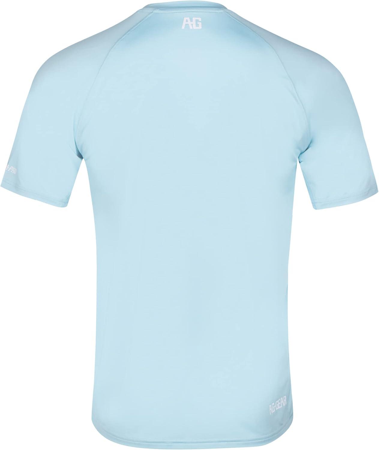 imageMens Performance Short Sleeve Shirt Mens Agricultural Workwear Breathable Shirt with UPF30 Sun Protection High Vis Yellow LargeIce Blue