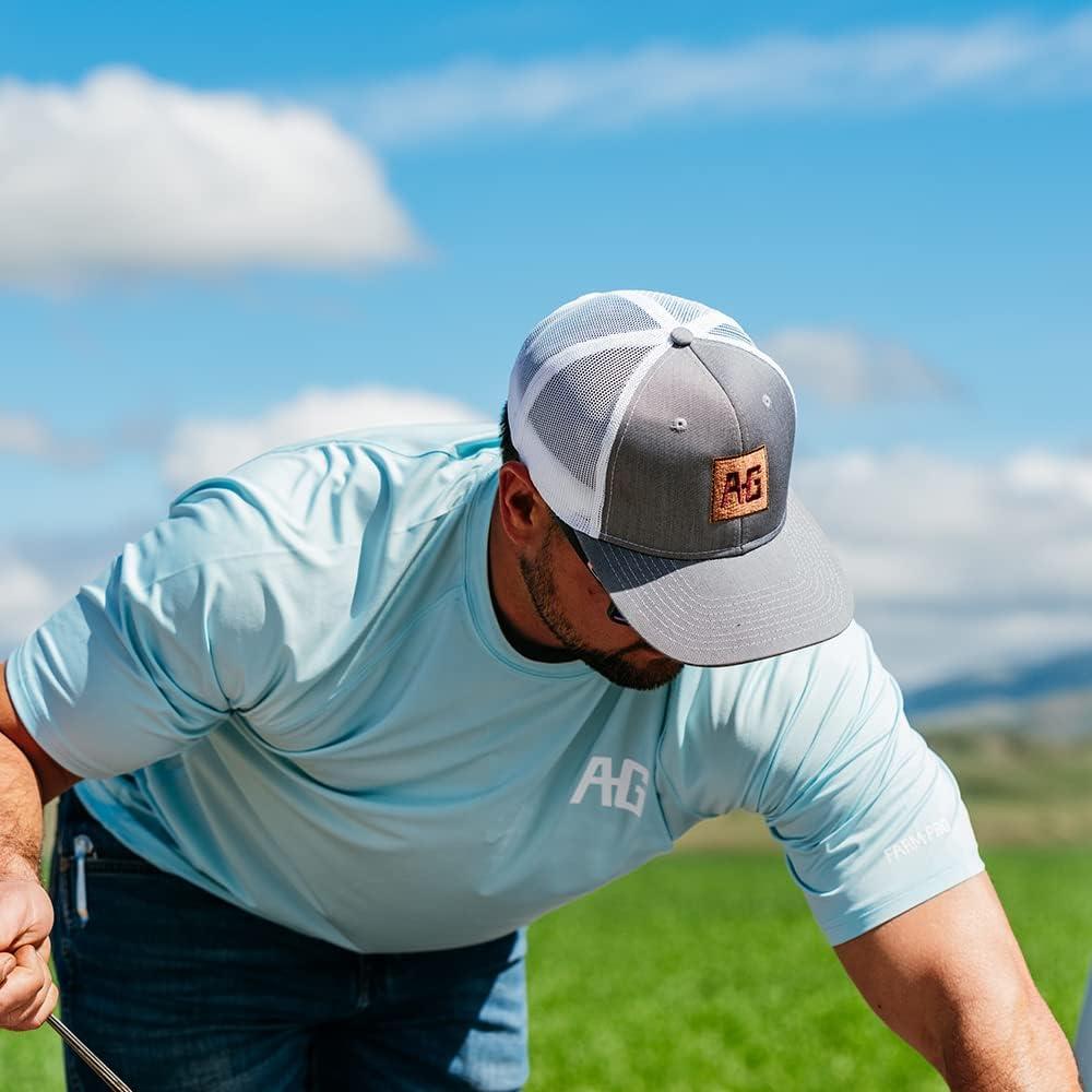 imageMens Performance Short Sleeve Shirt Mens Agricultural Workwear Breathable Shirt with UPF30 Sun Protection High Vis Yellow LargeMoss Heather
