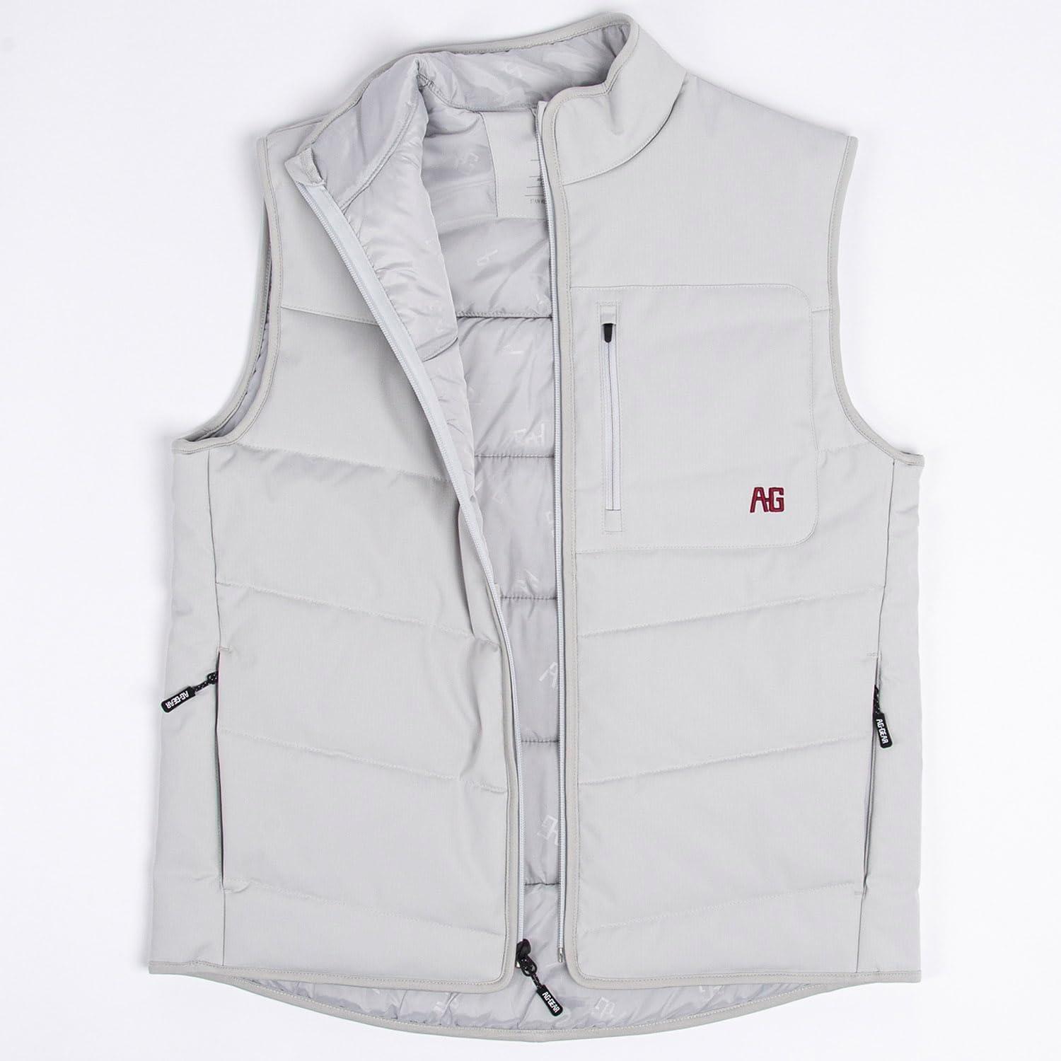 imageMens Range Vest Warmest Wind Resistant Performance Full Zip Vest Insulated with 160 GM Fill Chest Zipper PocketLight Grey
