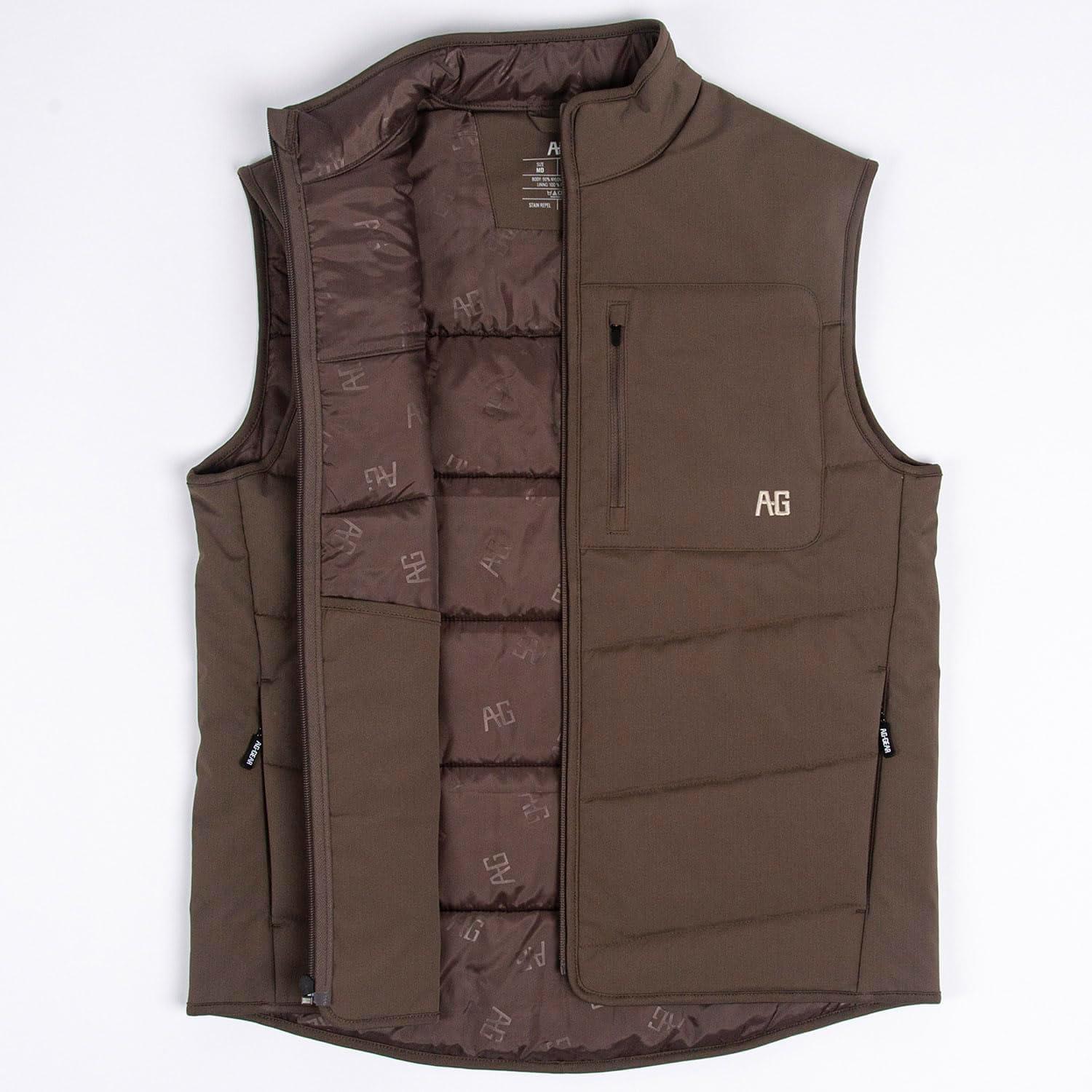 imageMens Range Vest Warmest Wind Resistant Performance Full Zip Vest Insulated with 160 GM Fill Chest Zipper PocketLight Grey