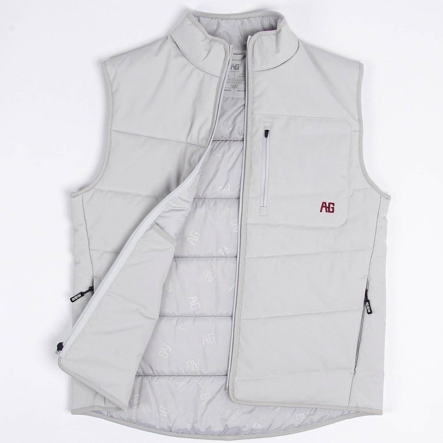 imageMens Range Vest Warmest Wind Resistant Performance Full Zip Vest Insulated with 160 GM Fill Chest Zipper PocketLight Grey