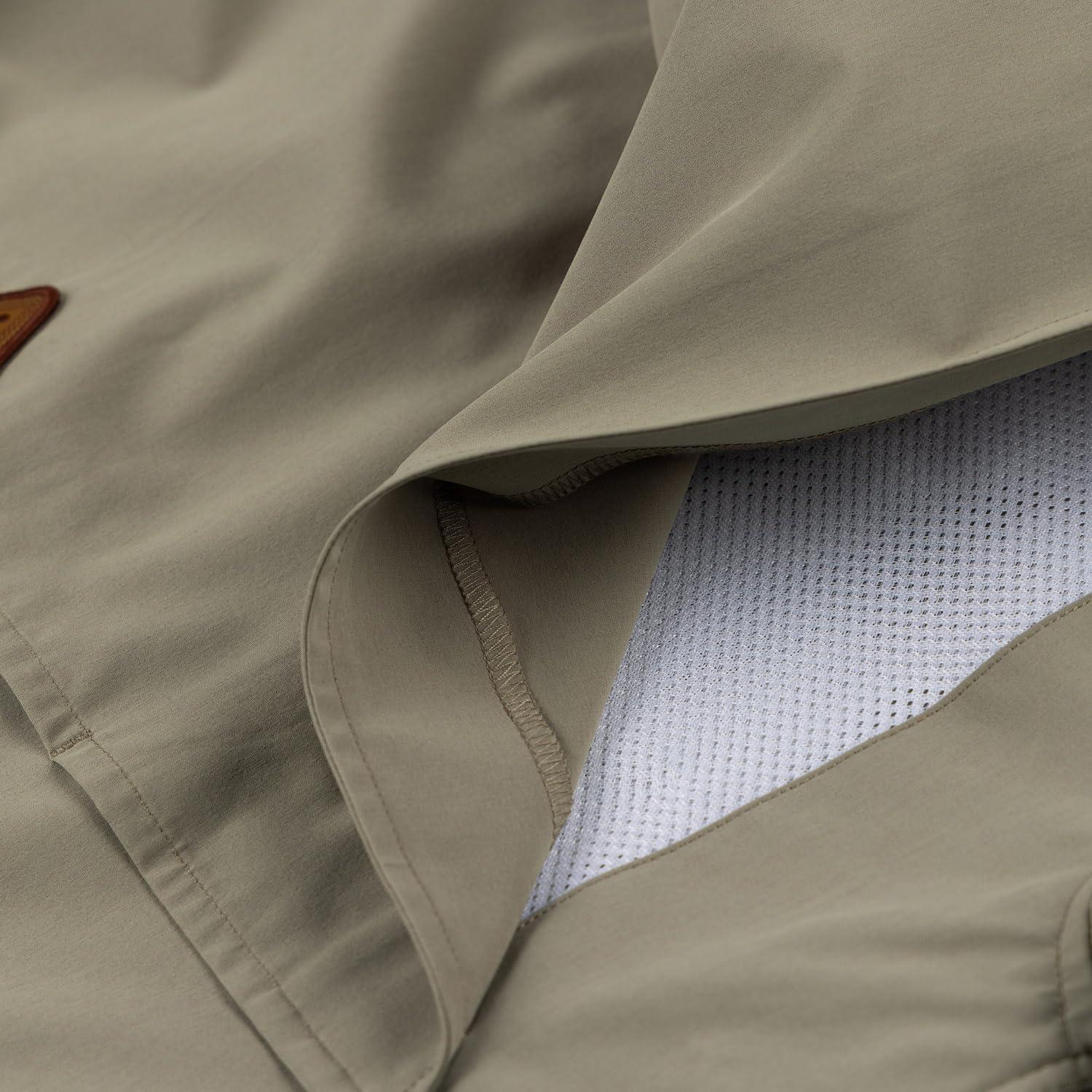 imageMens Short Sleeve Hay Baler Button Down Shirt Breathable Performance Work Shirt for Farmers and Ranchers with UPF30Khaki