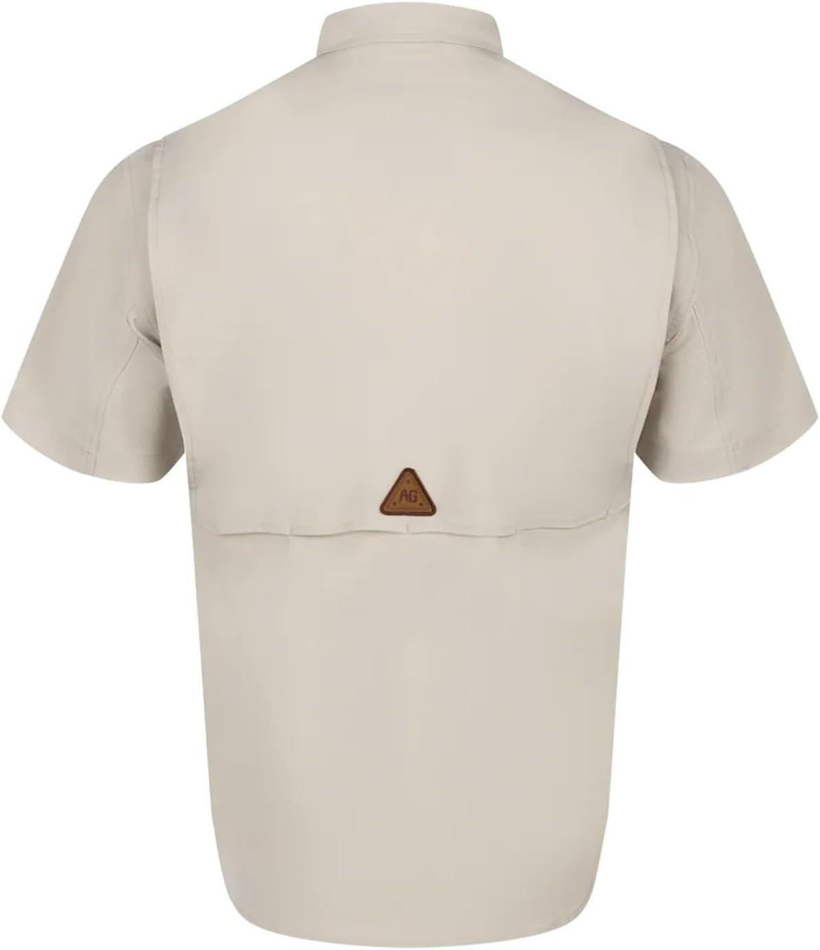 imageMens Short Sleeve Hay Baler Button Down Shirt Breathable Performance Work Shirt for Farmers and Ranchers with UPF30Khaki