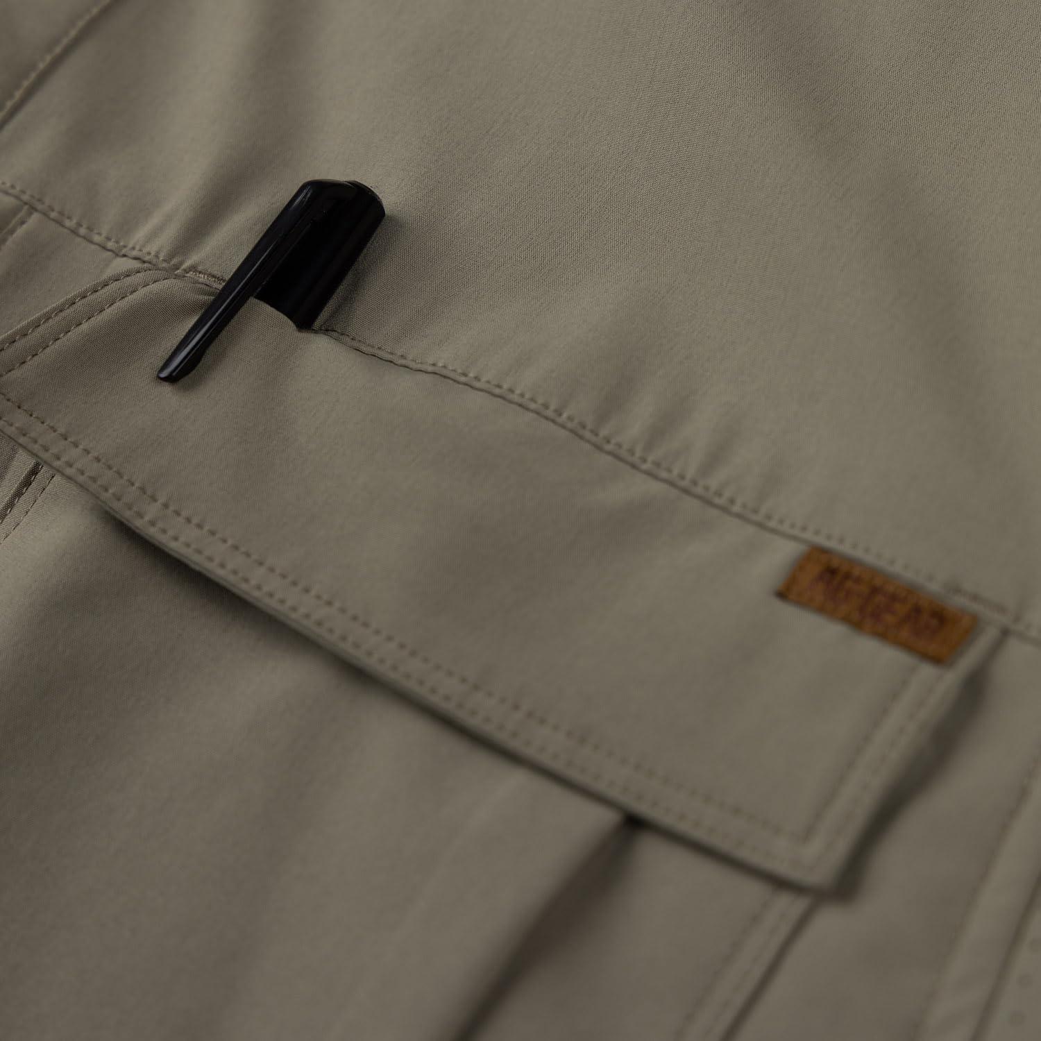 imageMens Short Sleeve Hay Baler Button Down Shirt Breathable Performance Work Shirt for Farmers and Ranchers with UPF30Khaki