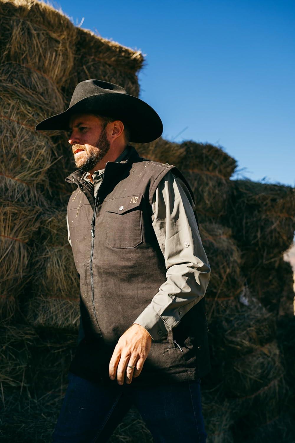 imageMens Winston Vest Wind Resistant CottonPerformance Work Vest FullZip Quilted Interior Lining Snap Front PocketBrick