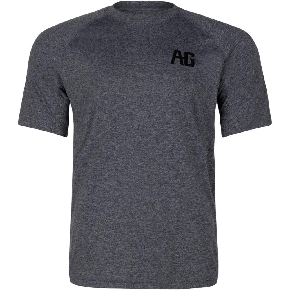 imageMens Performance Short Sleeve Shirt Mens Agricultural Workwear Breathable Shirt with UPF30 Sun Protection High Vis Yellow LargeCharcoal Heather