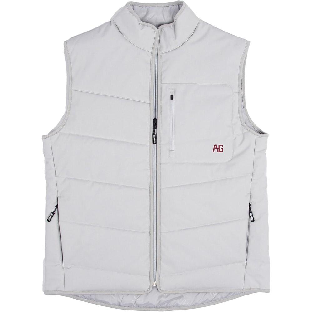 imageMens Range Vest Warmest Wind Resistant Performance Full Zip Vest Insulated with 160 GM Fill Chest Zipper PocketLight Grey