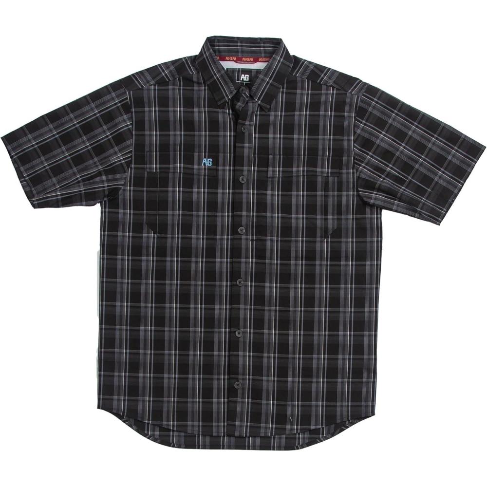 imageMens Short Sleeve Hay Baler Button Down Shirt Breathable Performance Work Shirt for Farmers and Ranchers with UPF30Midnight Plaid