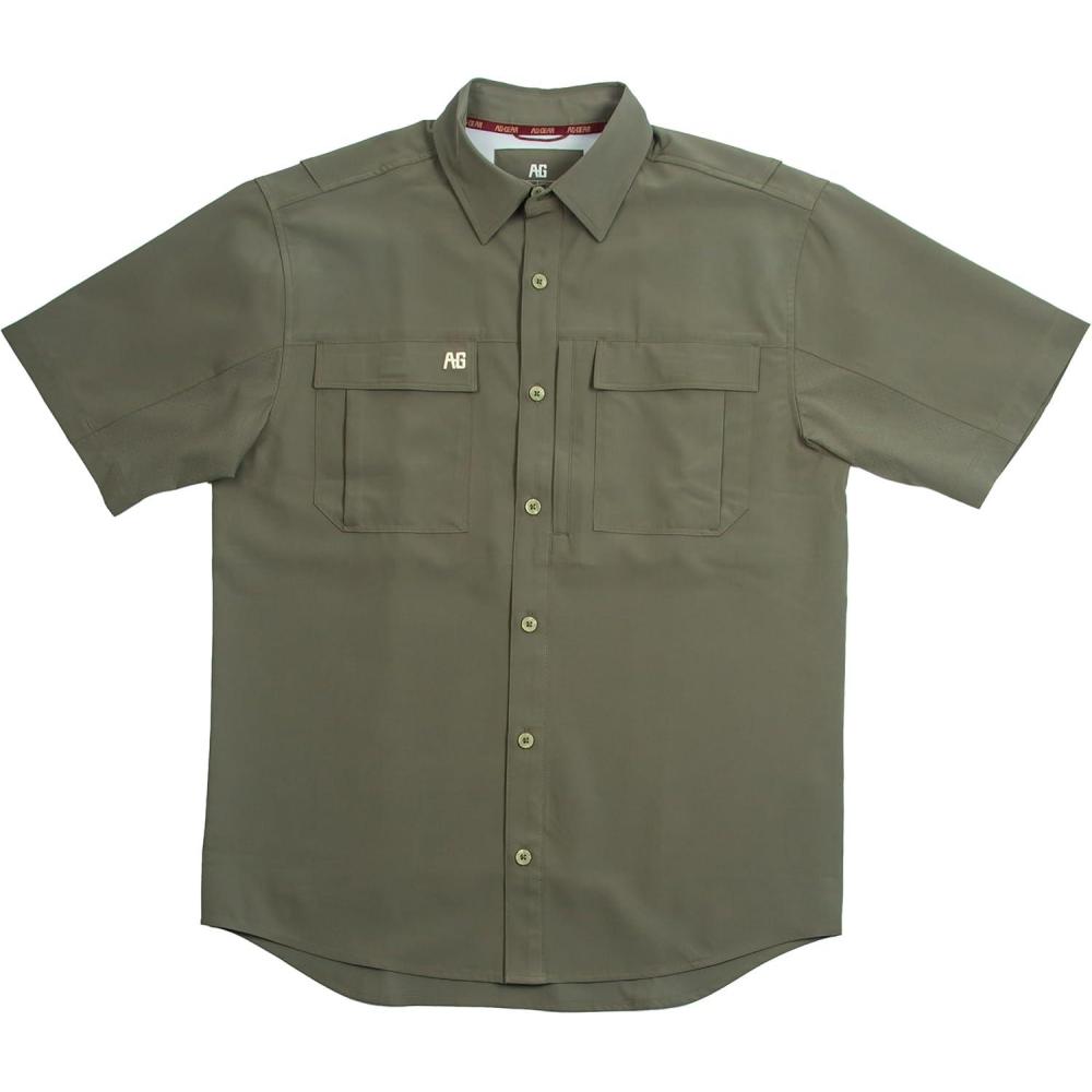 imageMens Short Sleeve Hay Baler Button Down Shirt Breathable Performance Work Shirt for Farmers and Ranchers with UPF30Moss