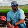 imageMens Performance Short Sleeve Shirt Mens Agricultural Workwear Breathable Shirt with UPF30 Sun Protection High Vis Yellow LargeIce Blue