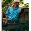imageMens Short Sleeve Hay Baler Button Down Shirt Breathable Performance Work Shirt for Farmers and Ranchers with UPF30Faded Denim