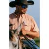 imageMens Short Sleeve Hay Baler Button Down Shirt Breathable Performance Work Shirt for Farmers and Ranchers with UPF30Faded Denim