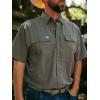 imageMens Short Sleeve Hay Baler Button Down Shirt Breathable Performance Work Shirt for Farmers and Ranchers with UPF30Faded Denim