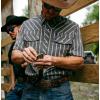 imageMens Short Sleeve Stockyard Button Down Shirt Breathable Performance Work Shirt for Farmers and Ranchers with UPF30America Plaid Navy