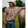 imageMens Short Sleeve Stockyard Button Down Shirt Breathable Performance Work Shirt for Farmers and Ranchers with UPF30America Plaid Navy