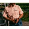 imageMens Short Sleeve Stockyard Button Down Shirt Breathable Performance Work Shirt for Farmers and Ranchers with UPF30Aqua