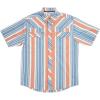 imageMens Short Sleeve Stockyard Button Down Shirt Breathable Performance Work Shirt for Farmers and Ranchers with UPF30Mirror Stripe Brick